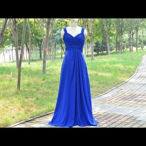 Royal Blue Floor Length Chiffon Dress